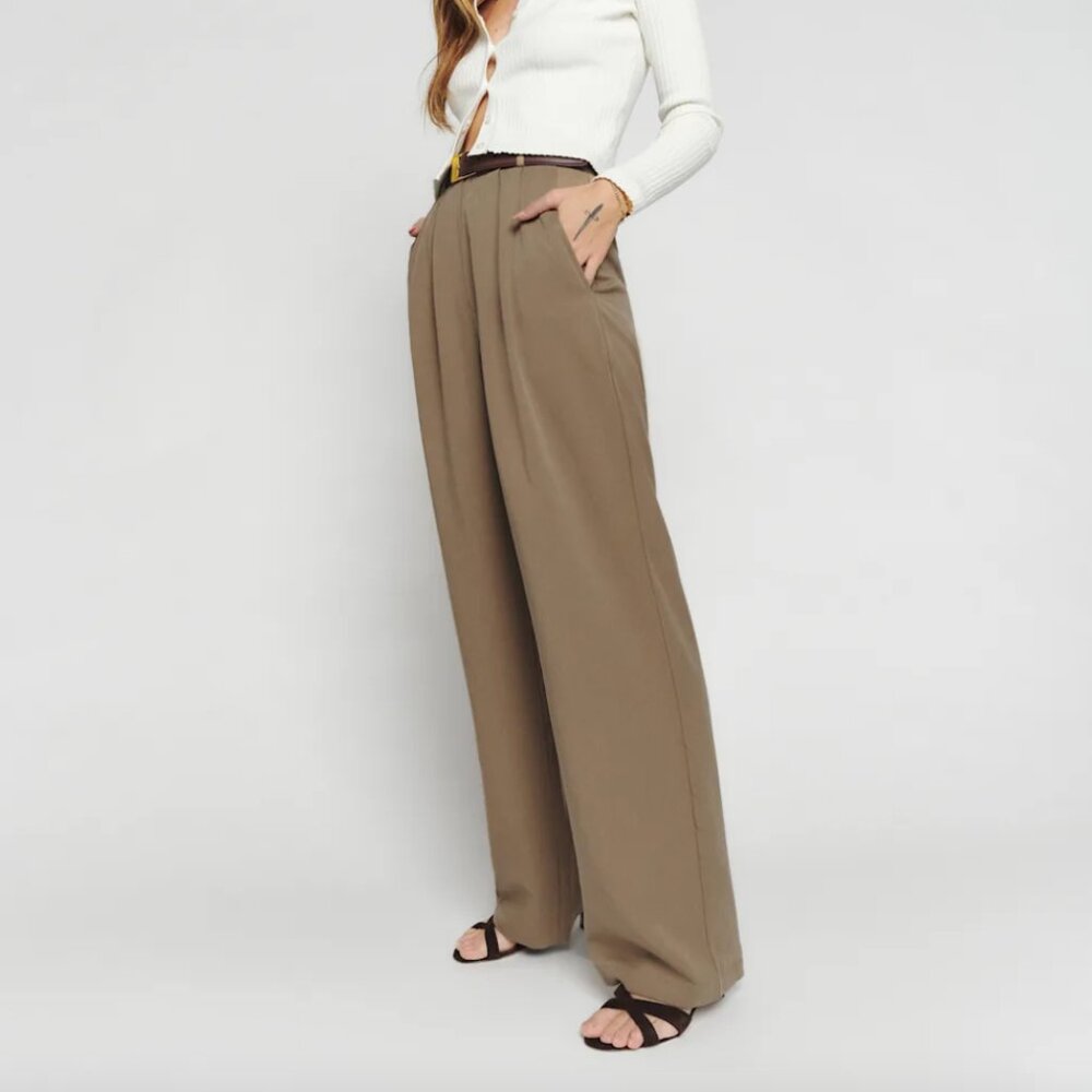 Reformation Mason Pant Mushroom - Size 10